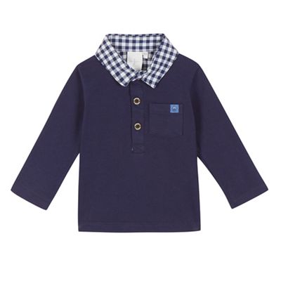 J by Jasper Conran Baby boys' navy textured checked polo shirt